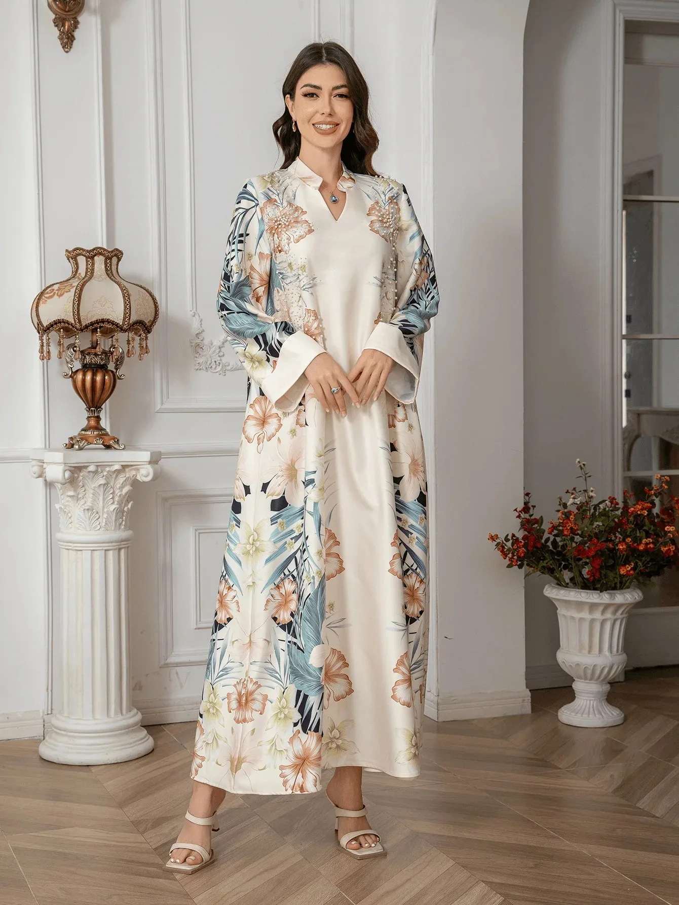 Robe imprimée pour femmes musulmanes transfrontalières du moyen-orient, Europe, amérique, Amazon, commerce extérieur, Robe Jalabiya