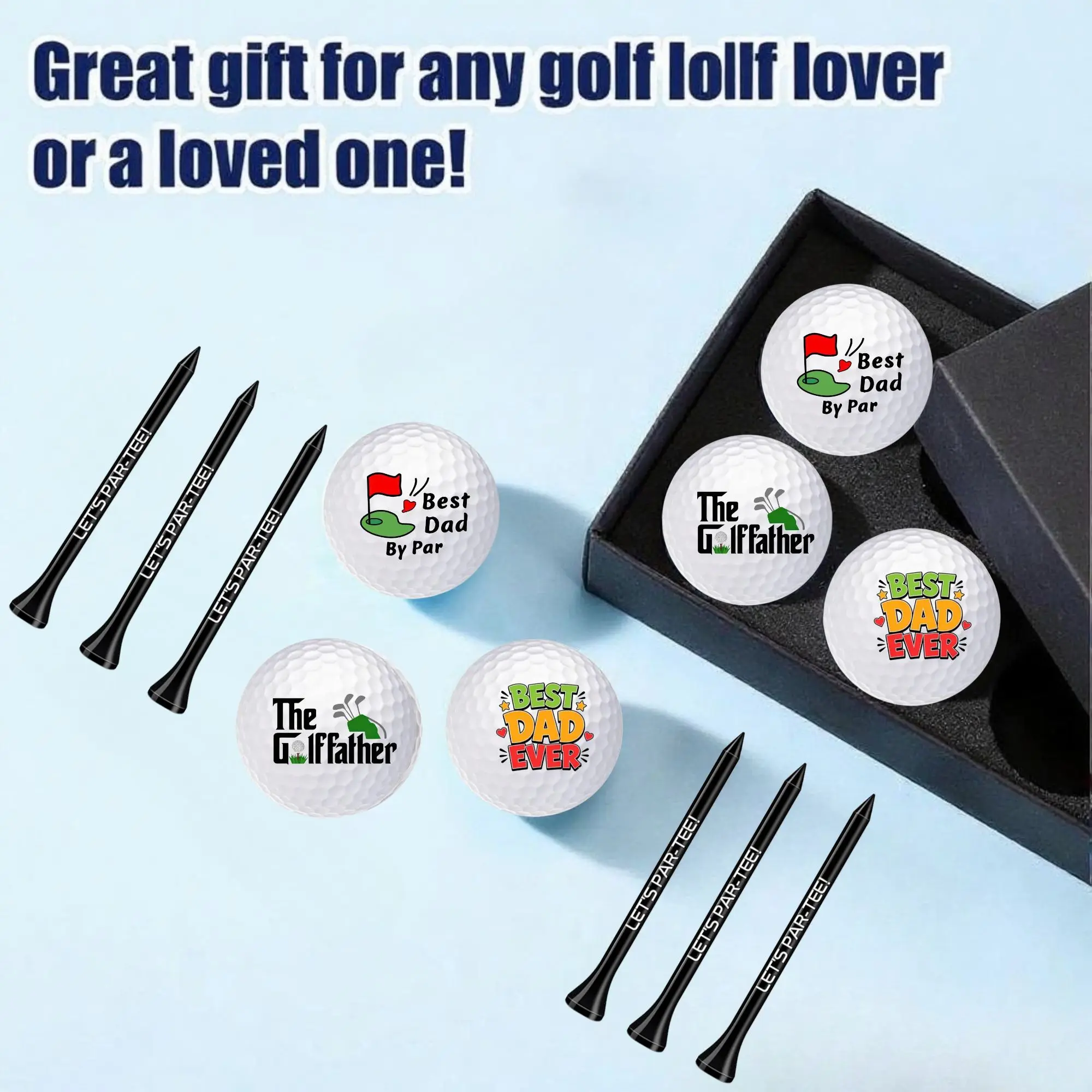 Father’s Day Golf Balls Gift Box with Tees Funny  Golf Ball Gift Set Golf Party Favors for Dad Golfers Elders Grandfather