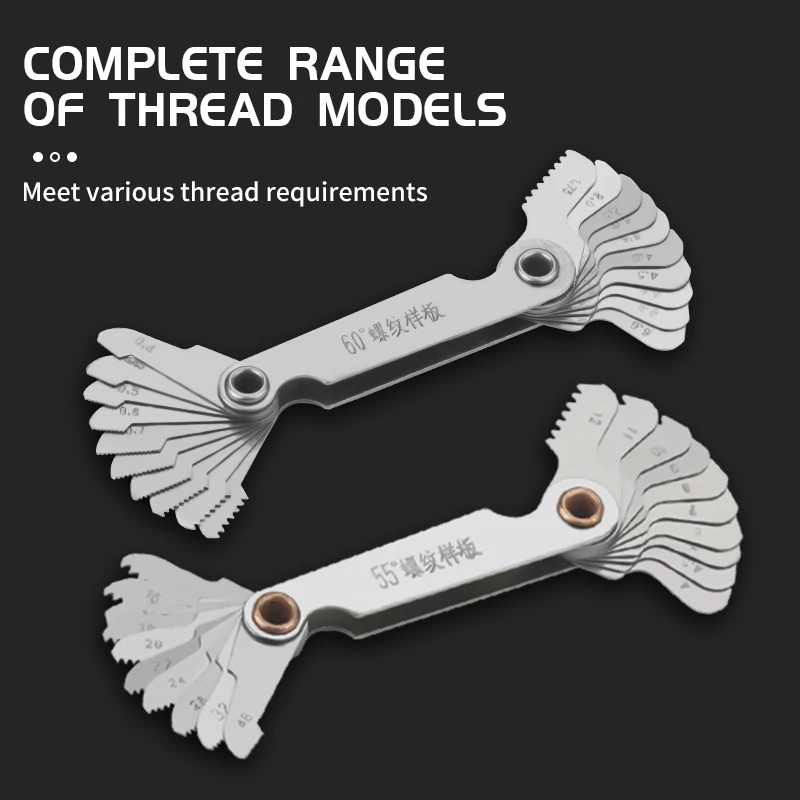 20set Inch 55° Metric 60°  Thread Pitch Cutting Screw Pitch Gauge Tool Stainless Steel Metric Screw Thread Gauge 20Pcs