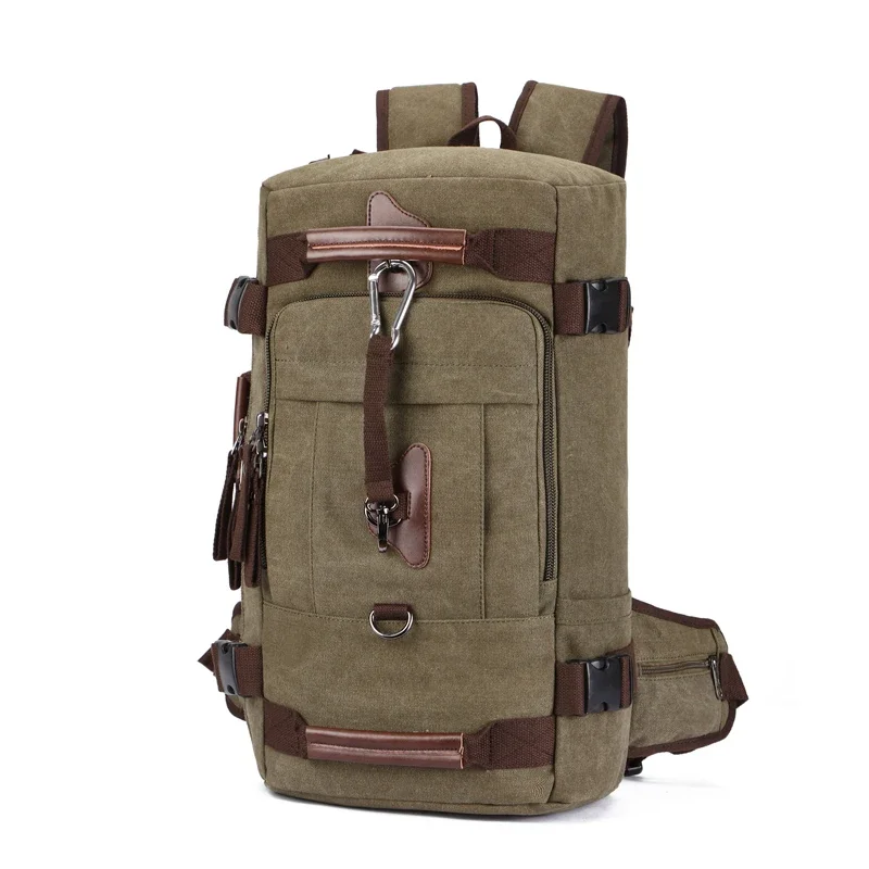 

New Backpack Men Vintage Canvas Backpack bucket shoulder bag Large capacity man travel bag mountaineering Rucksacks