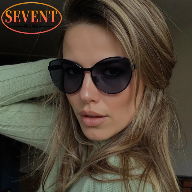 Punk Oversized Cat Eye Sunglasses Women 2025 Luxury Brand Vintage Sexy Cateye Sun Glasses For Ladies Trendy Metal Frame Shades