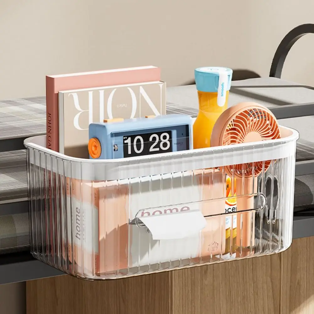 Square Bedside Storage Basket Strong Load-bearing Capacity Large Capacity Stationery Storage Box No Punching Stable