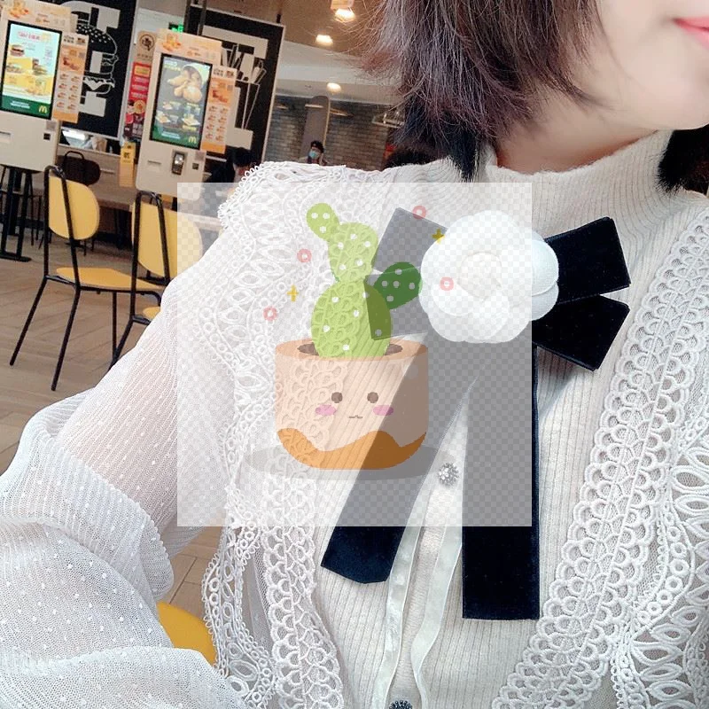 1 قطعة ربطة القوس فيونكة المخملية السيدات كلية نمط قميص طوق دبابيس النسيج زهرة الكاميليا بروش خمر حفل زفاف بروش للنساء #3