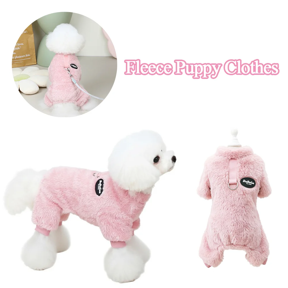 Fleece-Welpenkleidung Winter Warmer Hundepullover für Kleine und Mittlere Hunde Jacke Einfarbig Chihuahua Yorkie Mops Weiches Gemütliches Kostüm