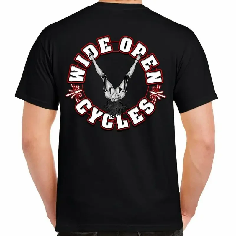Wide Open Cycles Legs Up Offensive Biker Stripper Motorcycle Rocker T Shirt