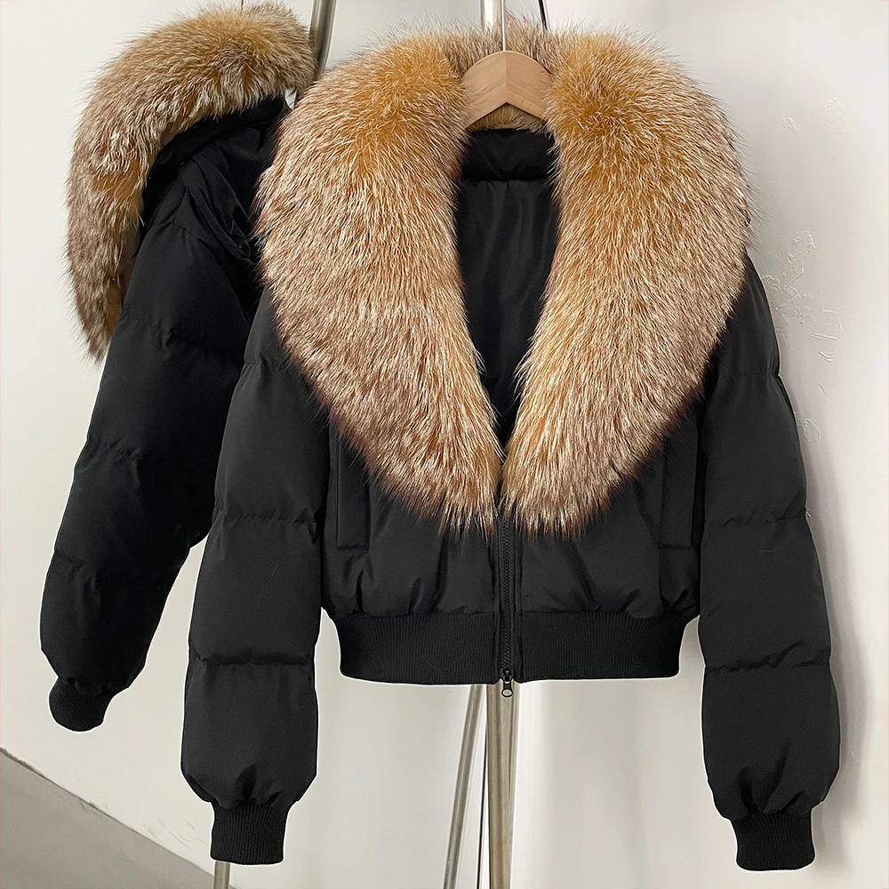 

Женская зимняя куртка из натурального меха с утиным пухом, демисезонная куртка с капюшоном, трендовая парка, верхняя одежда для женщин