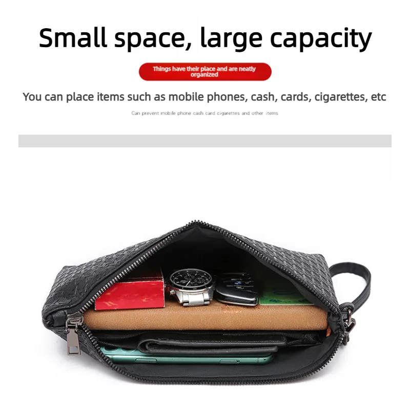 Herren PU-Leder Business-Clutch Große Kapazität Handgelenktasche Multifunktionale Geldbörse Handaufbewahrungstasche – Detail 4