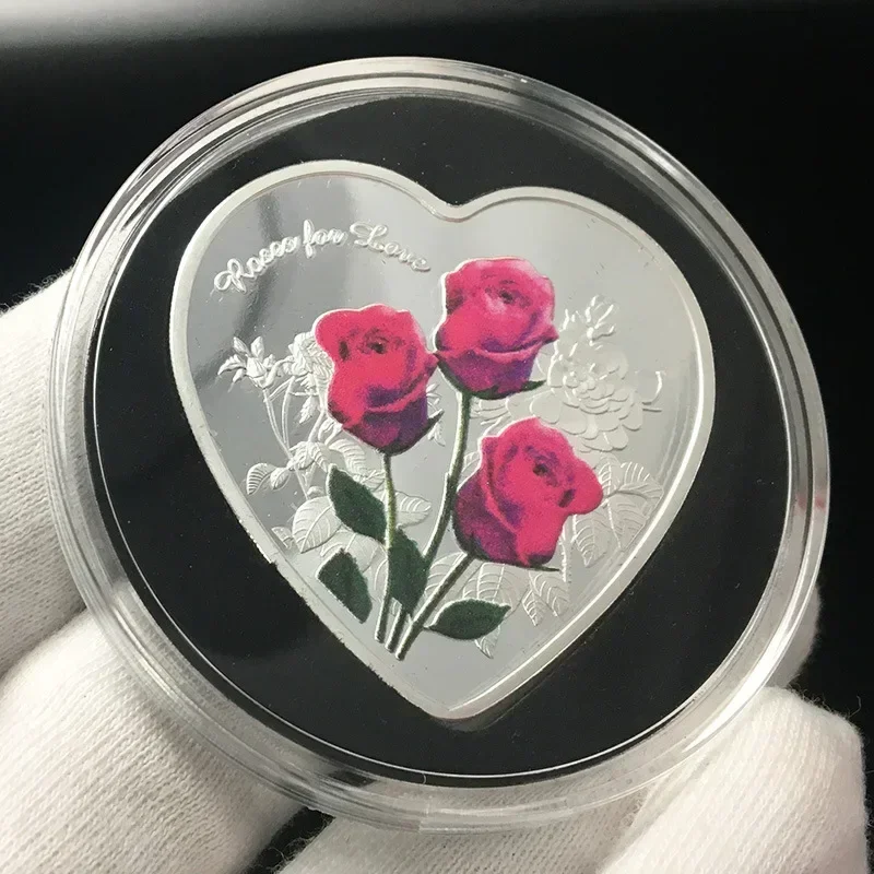 

Heart Coin Rose Love Commemorative Coins Collection of Silver-plated Heart Love Wedding Coins Marriage Decoration