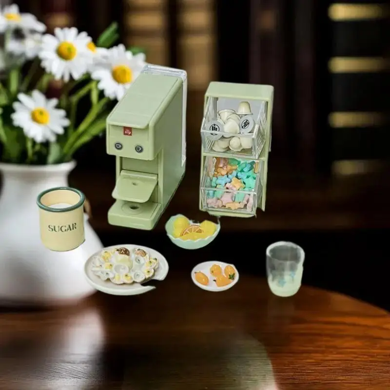 Conjunto de jogo de cozinha para casa de bonecas em escala 1/6 em miniatura: 1 peça de saco de chá/cápsula de café caixa de armazenamento acessório de boneca