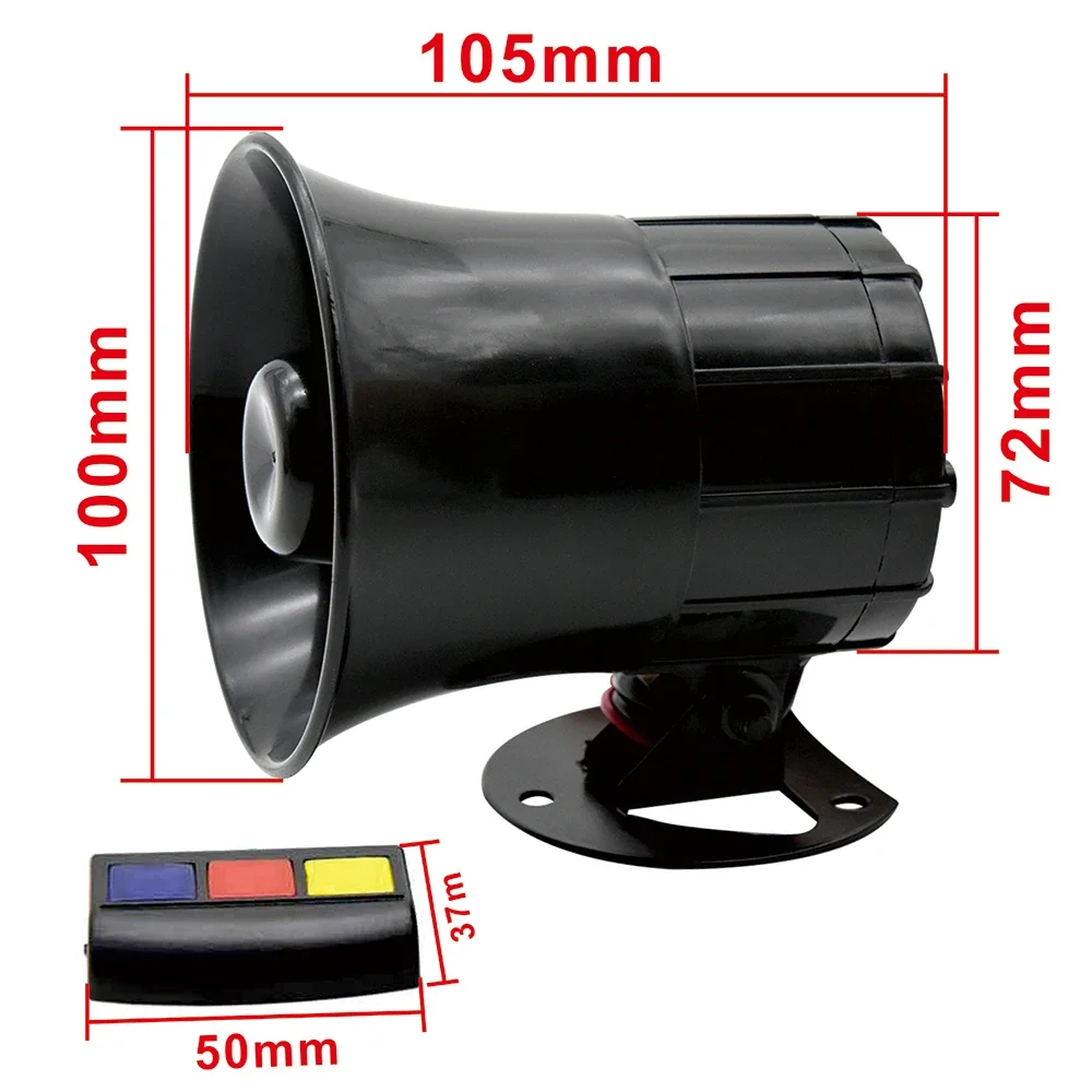 3 Tone Sound Loud Car Air Horn 12V Loud Sound Horn Car Loud Speaker Motorcycle Police Fire Siren Horn Speaker 115DB visible