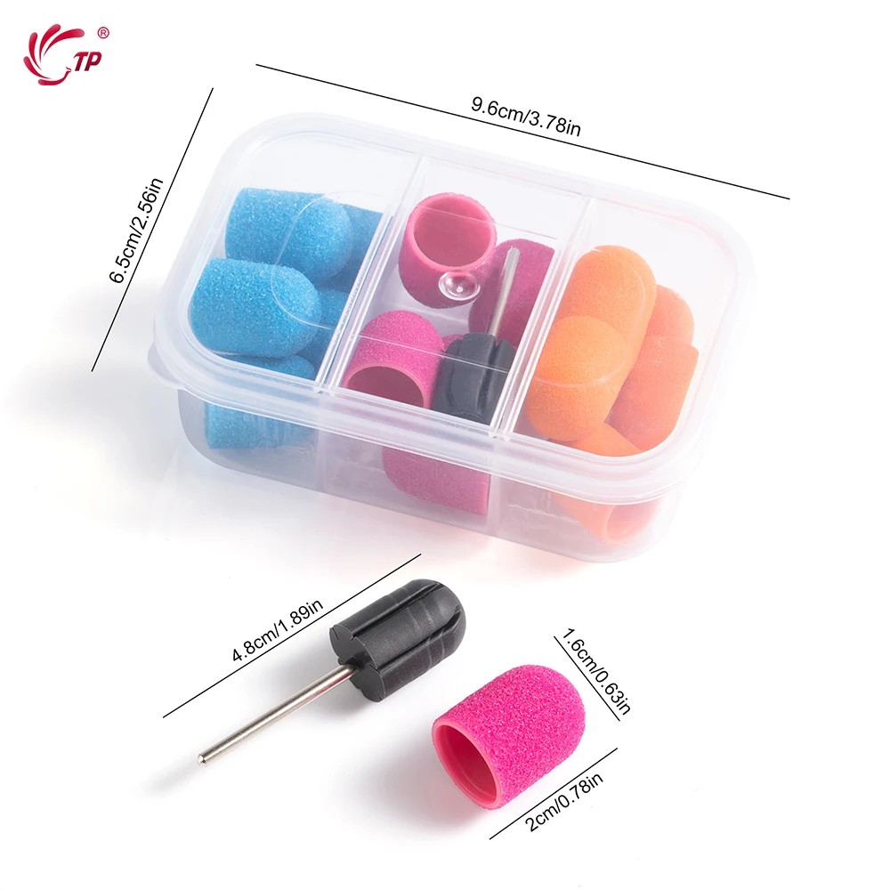 TP 15 pièces capuchons de ponçage des ongles avec embout de mandrin pour dissolvant de lime de pied manucure pédicure polissage des ongles bavure utilisation en Salon à domicile 13x19mm