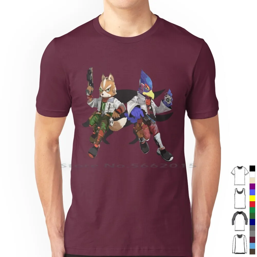 Fox And Falco T Shirt 100% Cotton Mccloud Falco Lombardi Slippy Toad Peppy Hare James Krystal Andross Starfox Assault 64