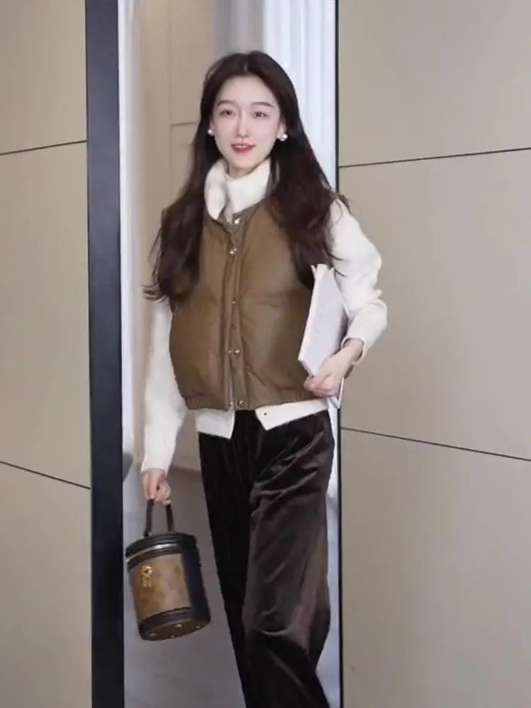 

Oajer Flagip Store Women's Warmth down Cotton Jaet Vest Outerwear Autumn Winter Layering Faion Commute Sle Zipper