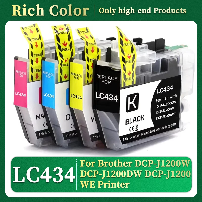 Standard Capacity LC434 434 Compatible Ink Cartridge For Brother LC434 ink Cartridge DCP-J1200W DCP-J1200DW DCP-J1200WE Printer