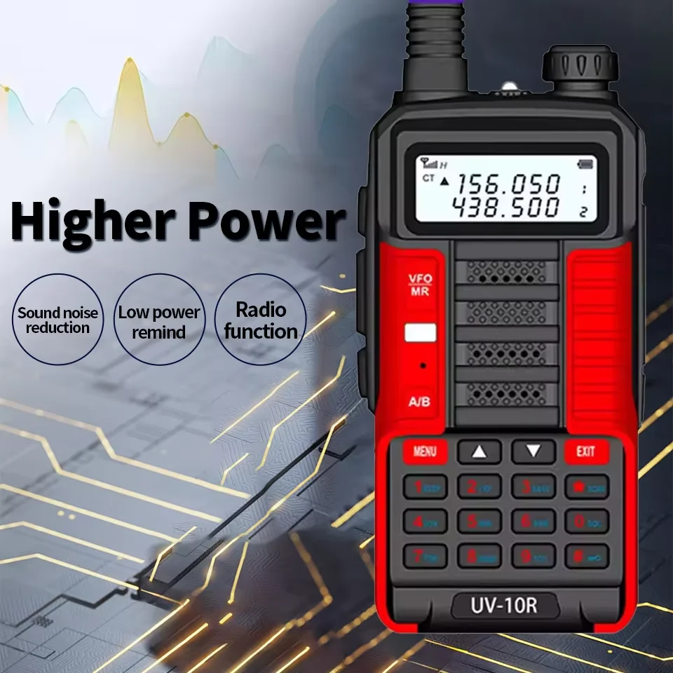 Baofeng UV-10R High Power Walkie Talkie 999CH FM Radio Flashlight VOX Portable Outdoor Hunting Construction Two Way Radio