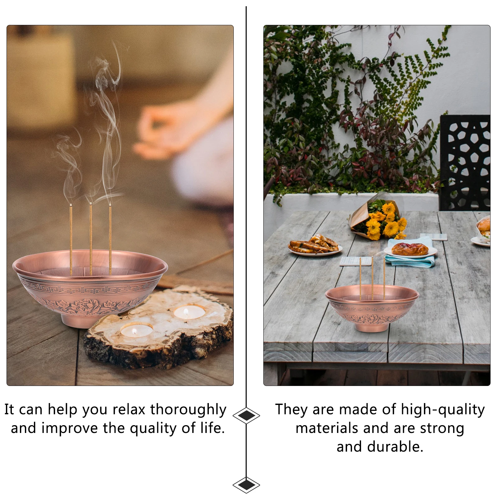 

1Pcs Incense Burner Vintage Buddhist Censer Home Decor Aroma Therapy Holder for Meditation Room Bedroom Yoga Space Ornament