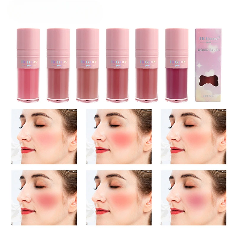 6 colori Liquid Blush idratante Natural Face Contouring Rouge Blush idratante Eeasy To Color Powder Blusher cosmetici per il trucco