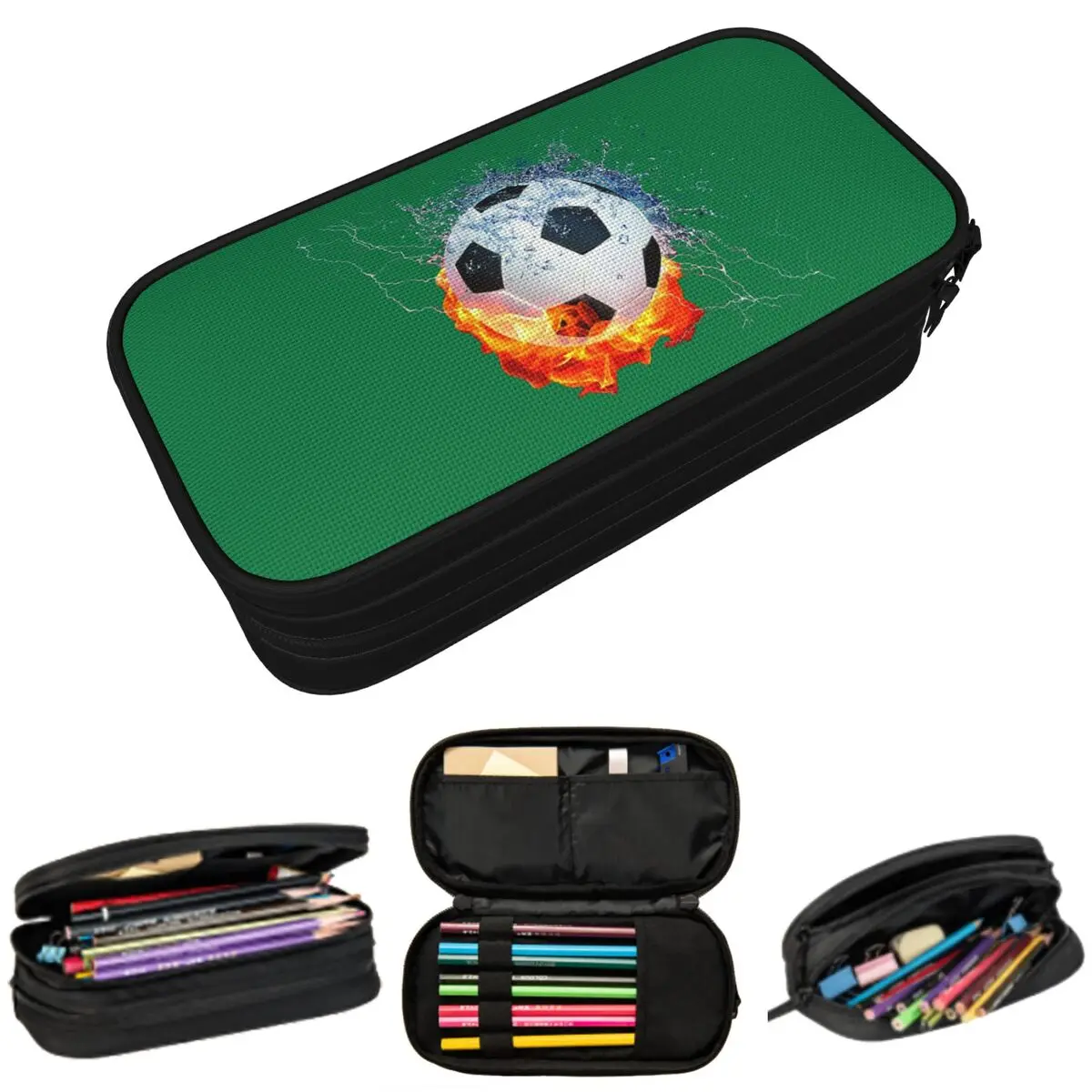 

Пенал-футбольный мяч Flame Soccer Ball A Water Splash для мальчиков и девочек, школьный пенал, сумка для канцелярских принадлежностей, органайзер для ручек