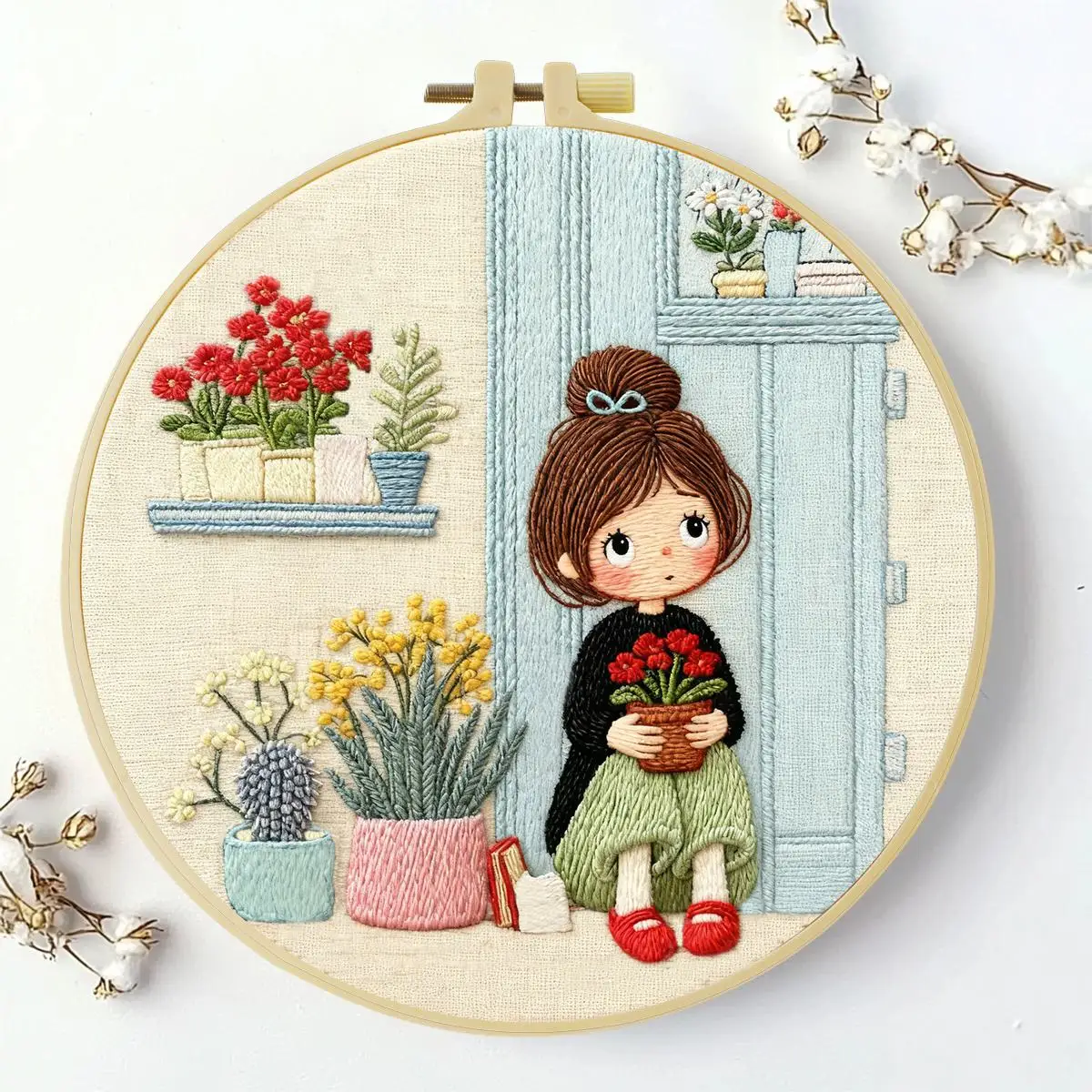 1 Stück 20X20CM/15X15CM 7,87/6,3 Zoll Mädchen-Stickerei-Starter-Kit DIY-Kit DIY-Stickerei-Set Handarbeiten Malerei – Detail 1