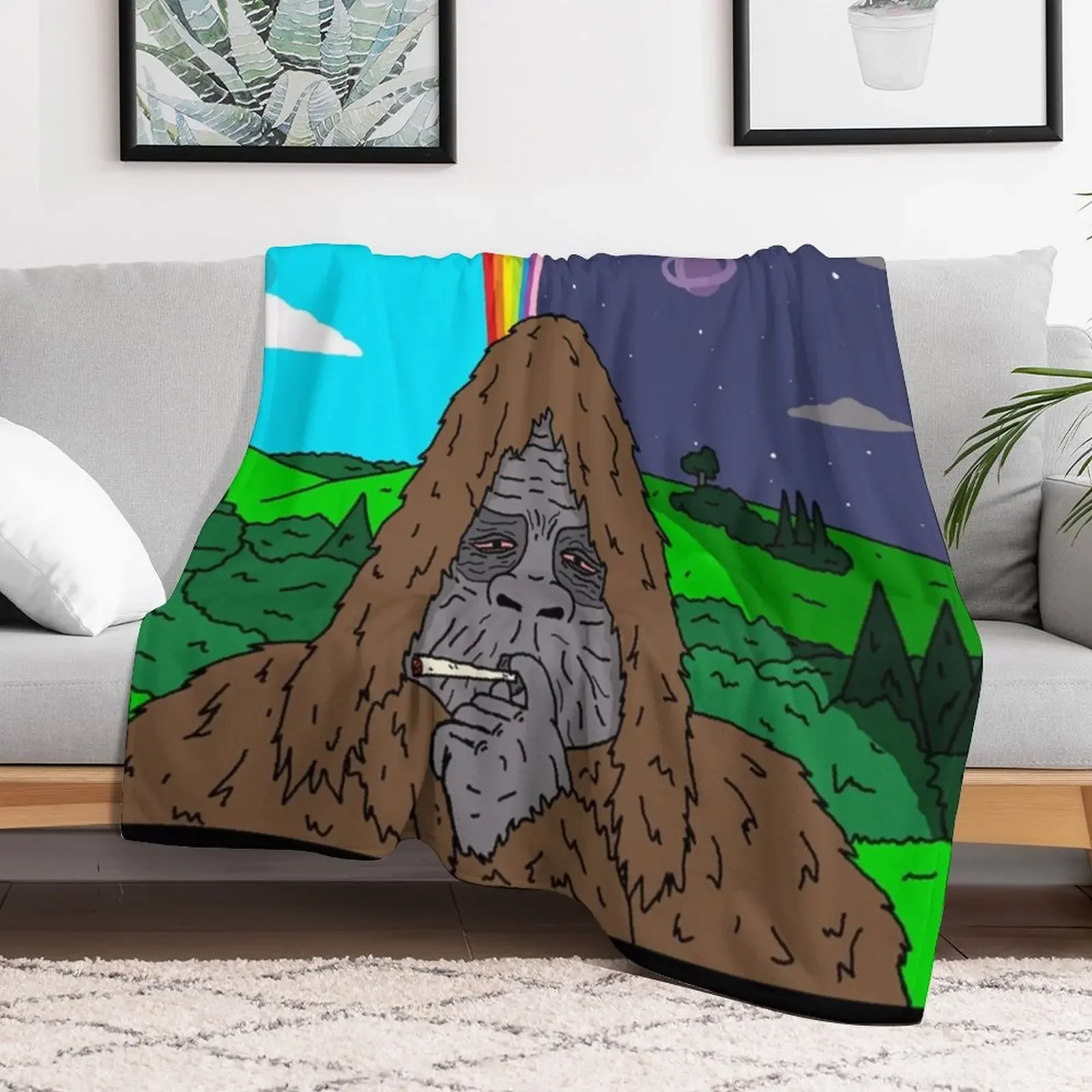 Sassy the Sasquatch Smoking Throw Blanket Soft Big Luxury St Stuffeds Thin Blankets