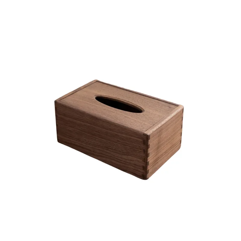 

Light luxury retro wood solid wood home desktop paper storage box, multi-functional tissue box