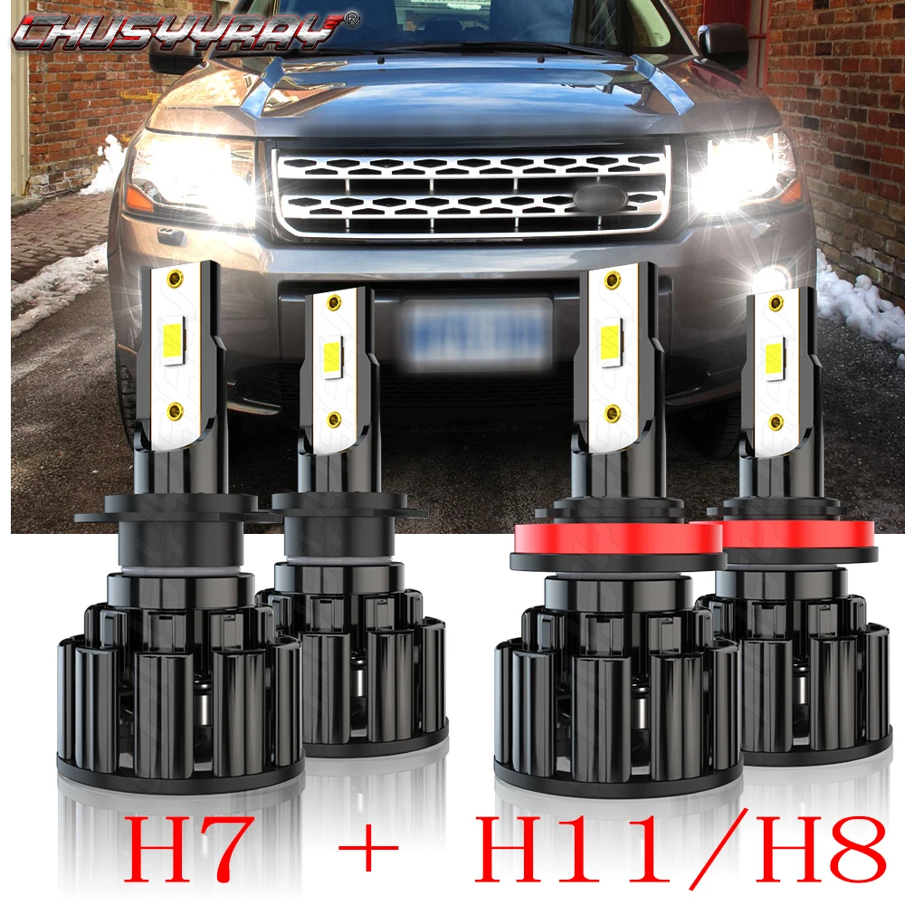 CHUSYYRAY 4x Compatible For Land Rover LR4 2010-2016 H7 H11 Headlight LED Combo 6000K Bulb Kit Super High Bright Car accsesories