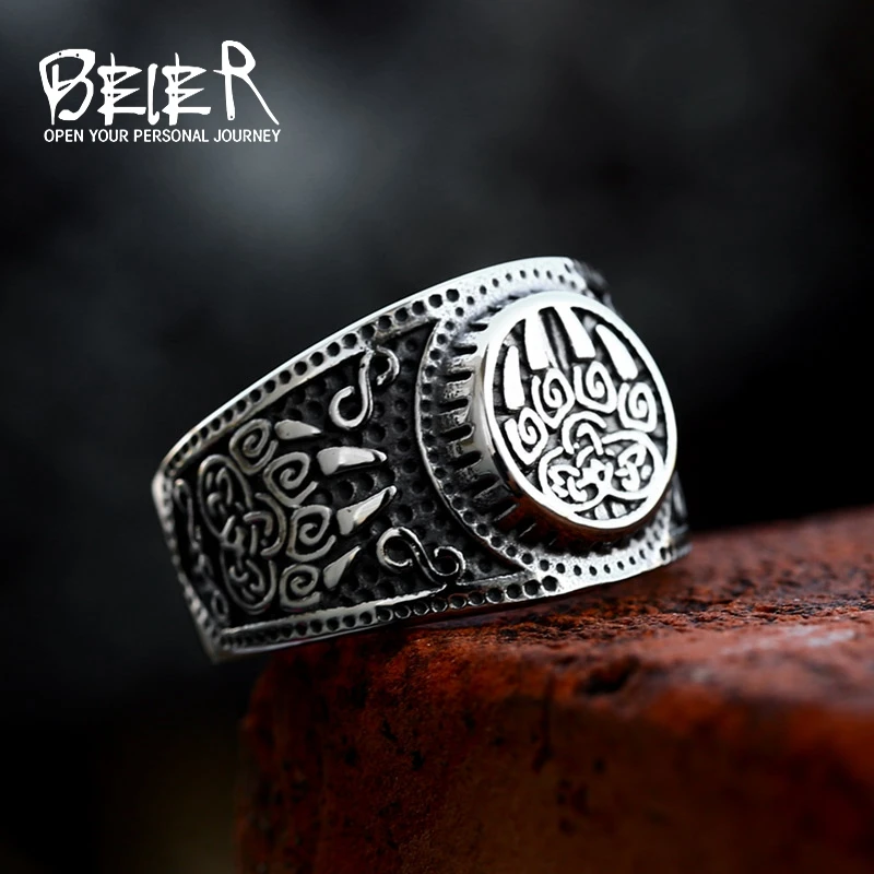 BEIER 2023 Updated Design Stainless Steel Viking Bear Paw Ring Slavic Warding Veles For Men Creativity Gift Wholesale