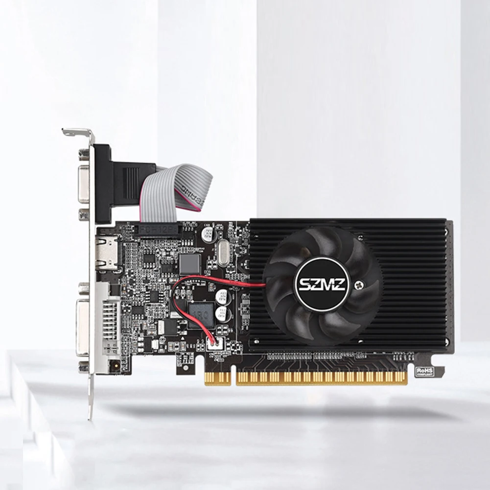 Kartu Grafis GT210 1G dengan Port Kompatibel DVI VGA HDMI Kartu Grafis Gaming 64Bit DDR3 Kartu Grafis Profil Rendah untuk Gaming PC