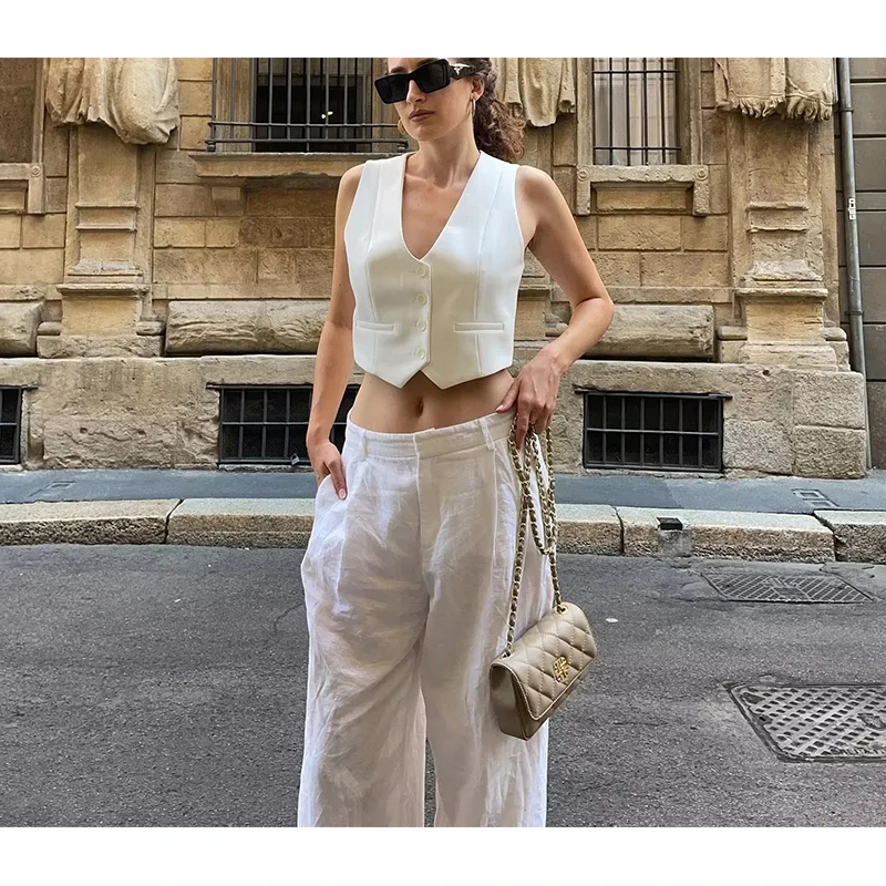 Spring Summer New Arrival Women's Simple Sle V-Ne Svel Button Decor ort Candy Color Vest Tank Top 2347888