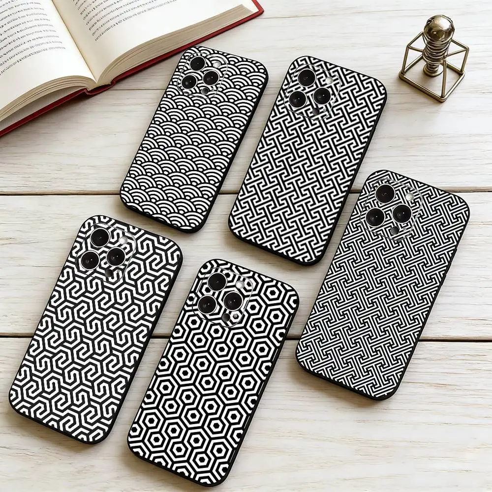 

G-Geometric P-Pattern Phone Case Silicone Soft For IPhone 17 16 15 14 13 12 11 X XR Plus Pro Max Plus