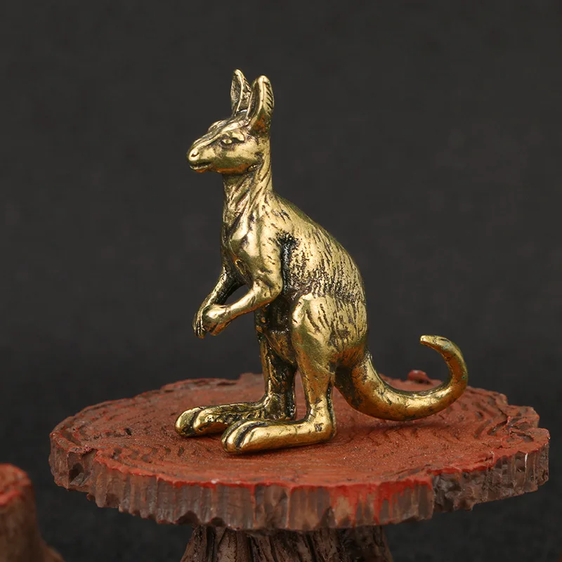Kangaroo Brass Ornaments Metal Figurines Antique Tea Pet Tabletop Decoration Australian Animals Souvenir Living Room Decoration