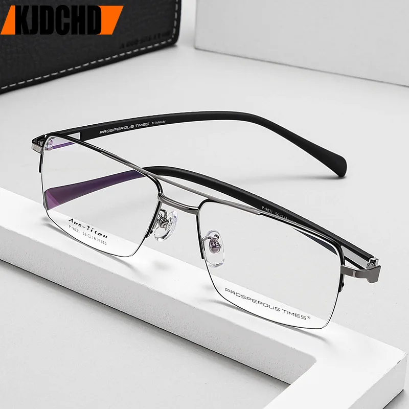 

KJDCHD Men's Big Face Glasses Half Frame Glasses Optical Prescription Frames Large Size Eyewear Ultra Light Alloy Spectacle