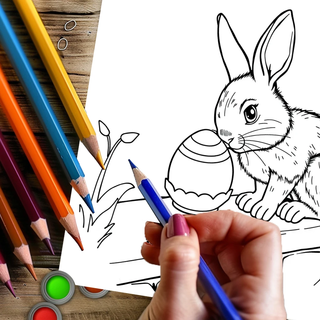 28 Pages Original Easter Bunny Coloring Book for Adult | Colouring Book, Drawing Supplies for Christmas, Thanksgiving, Halloween
