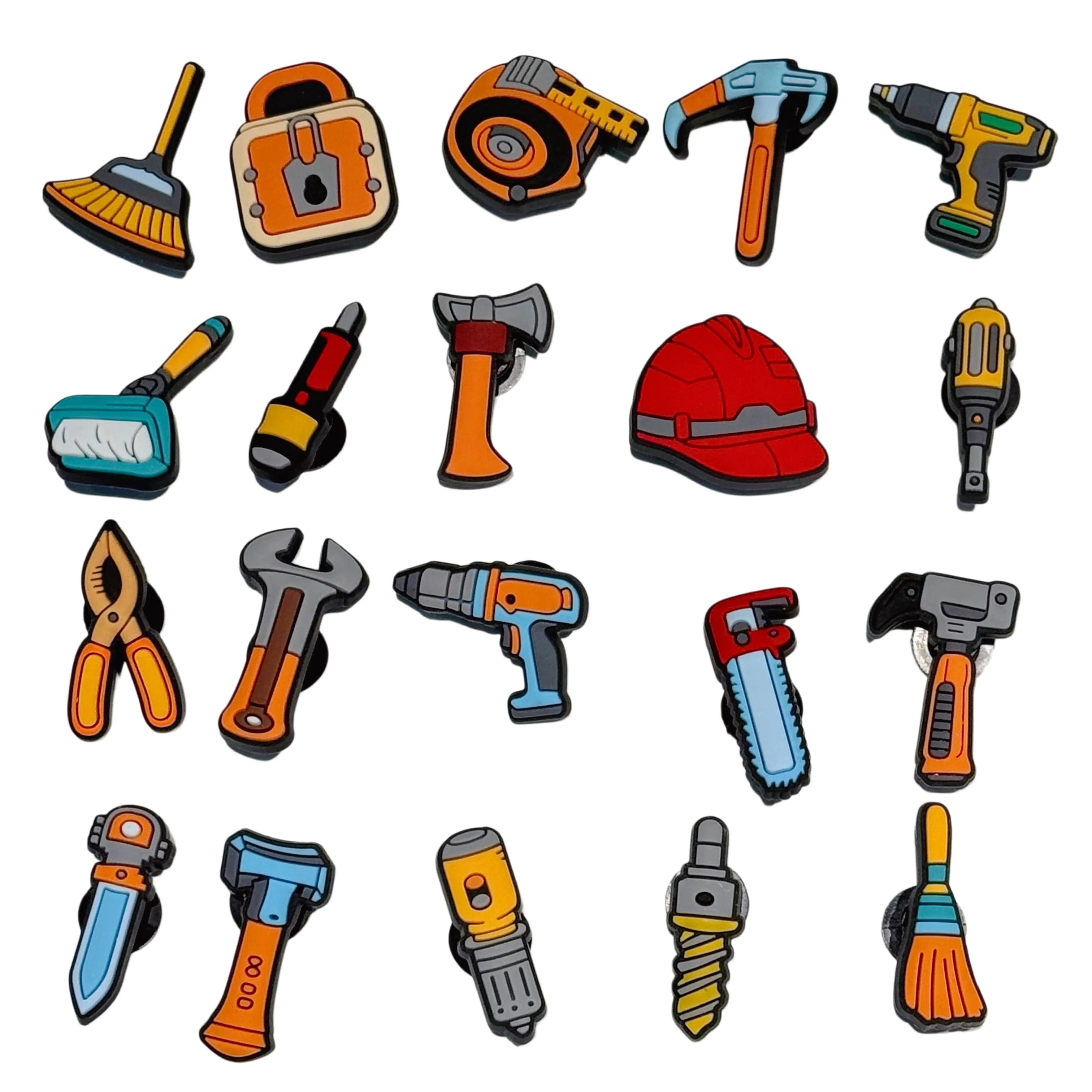 1–20 Stück Klauenhammer, Schraubendreher, PVC-Schuhanhänger, Werkzeugkasten, Sandalen, Knopfornamente für Männer, beste Partygeschenke – Detail 3
