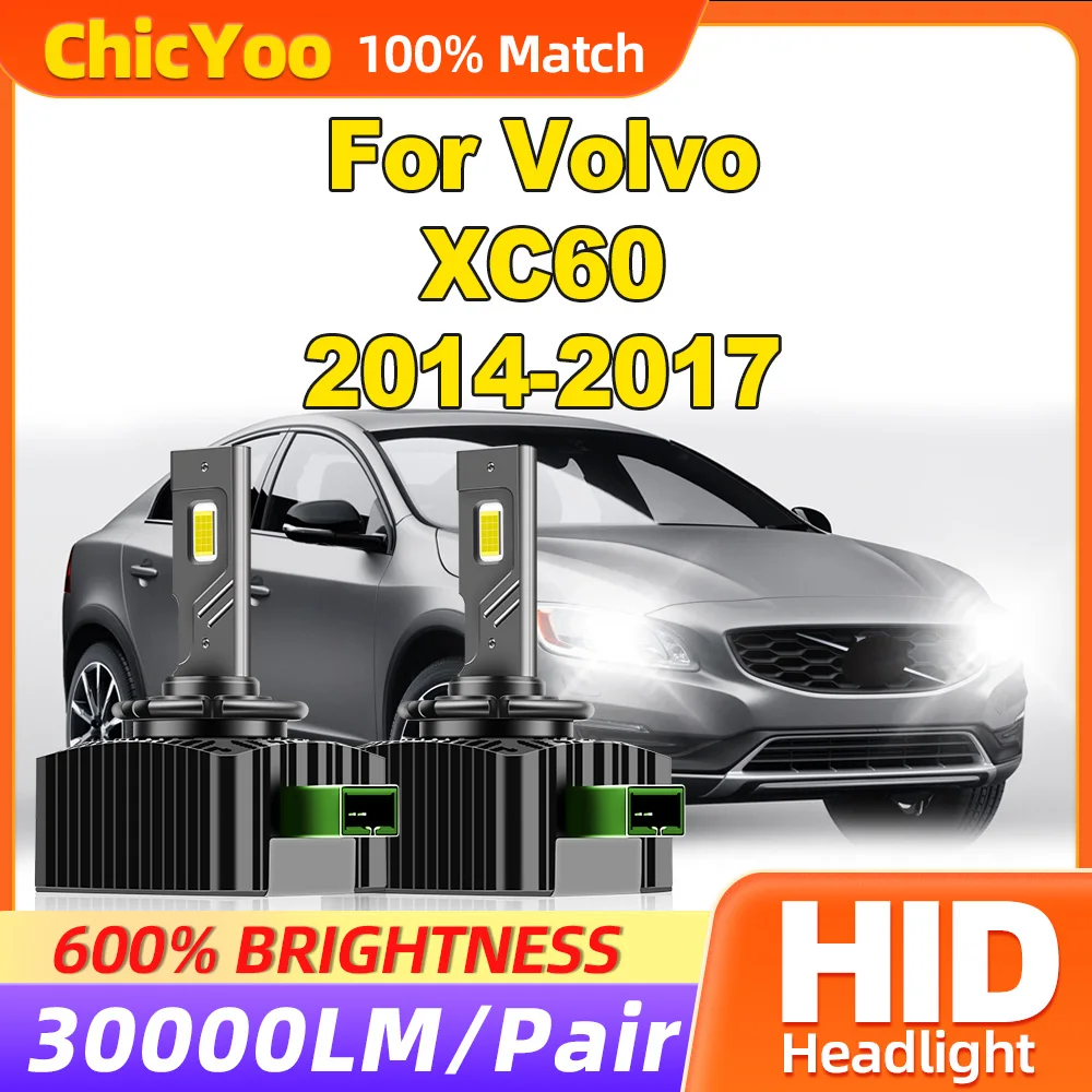 

120W HID Xenon Headlamp Bulbs 30000LM CSP Chips Car Lights 6000K White 12V Xenon Lamps For Volvo XC60 2014 2015 2016 2017