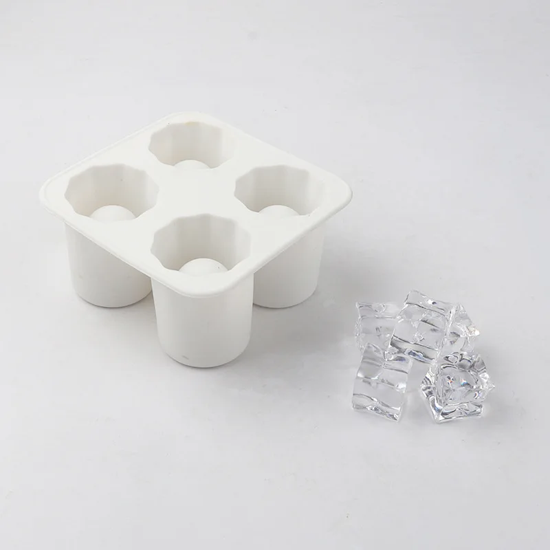 Silikon Eiswürfel Form Vier Loch Presse Eis Block Maker Kreative Runde Tasse Form Eis Formen für Whiskey Bier Bar Küche Werkzeuge