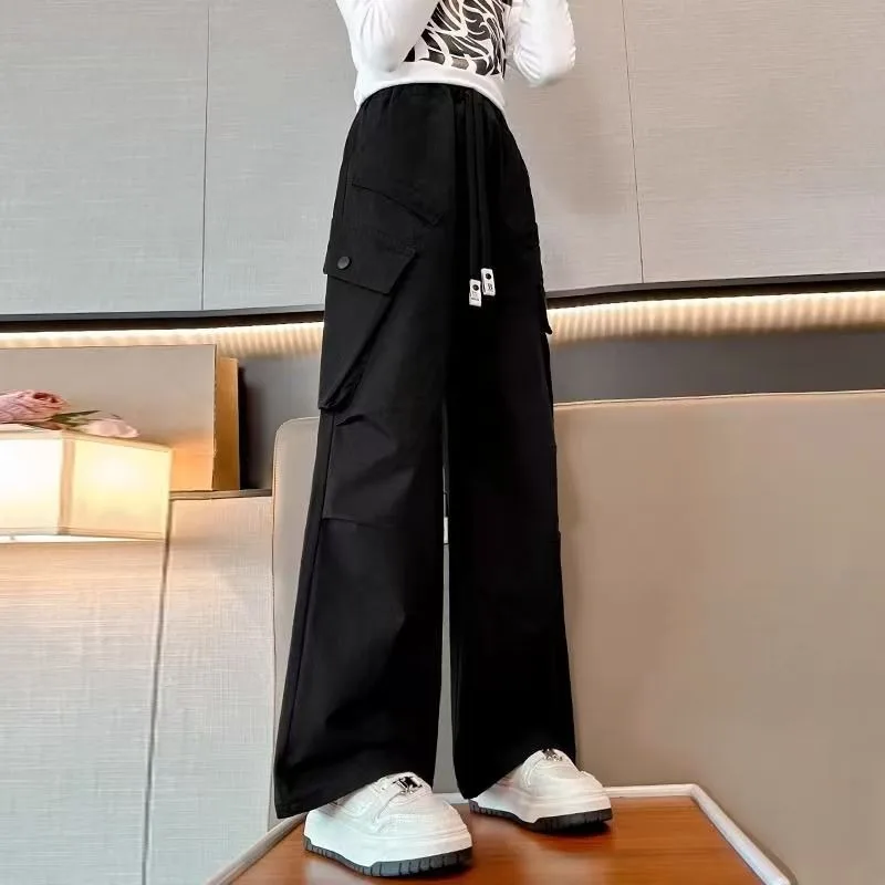 

Новинка 2023 года, женские брюки-карго для девочек-подростков, весенне-осенние повседневные уличные брюки из смеси хлопка с несколькими карманами, удобные и стильные