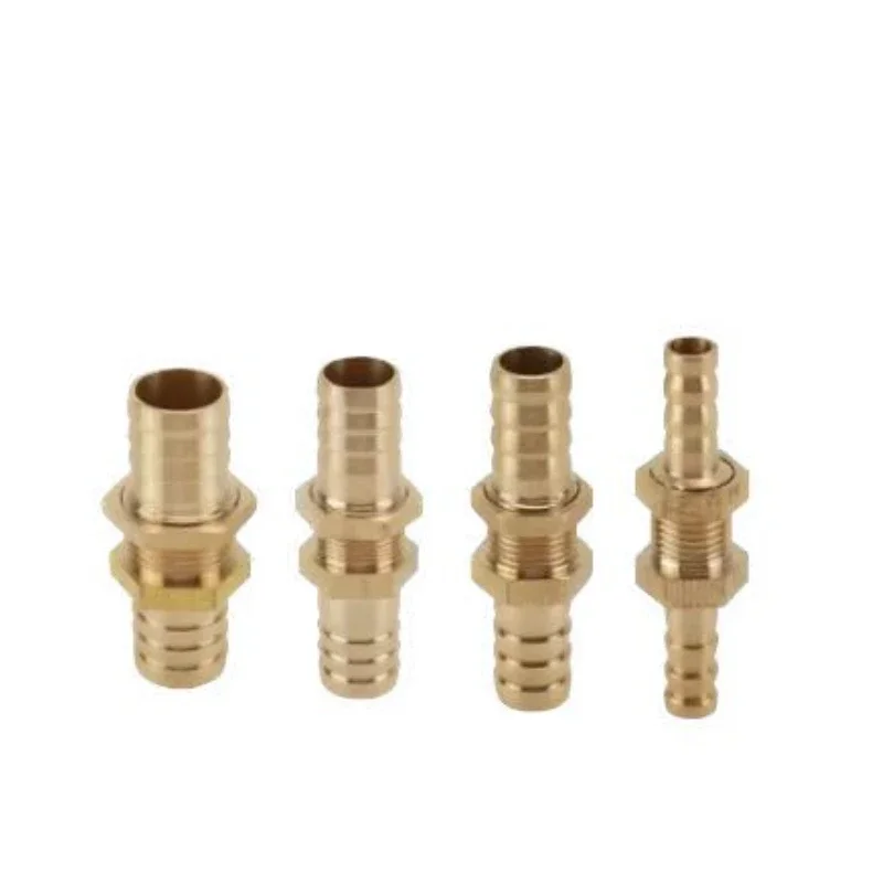 Pipe 6 8 10 12 14 16mm Hose Barb Bulkhead Brass Barbed Tube Pipe Fitting Coupler Connector Adapter For Fuel Gas Water Copper