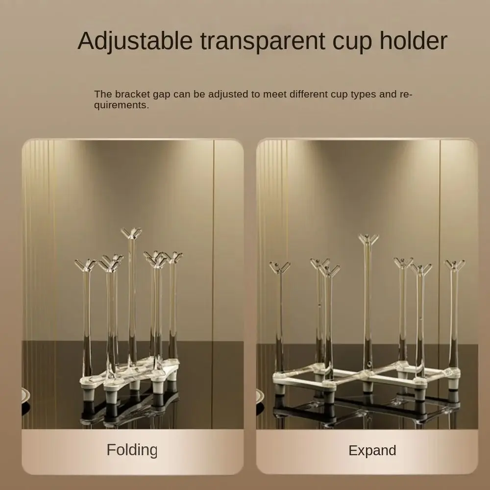 

Creative Plastic Cup Holder Non-Slip Bottom Hanging Cup Drying Rack Retractable Drainage Cup Holder Kitchen