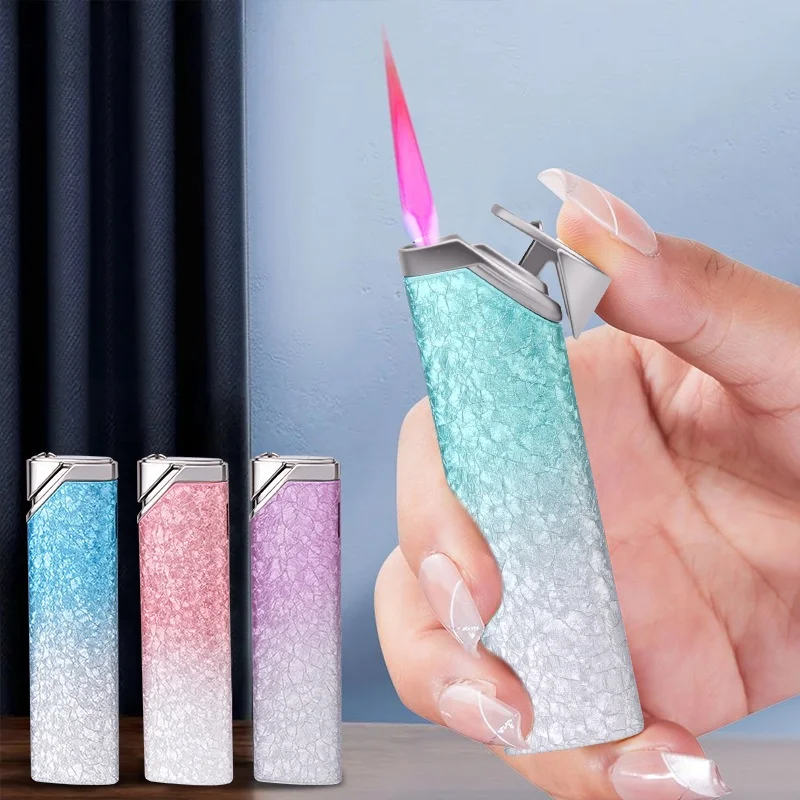 2026 Neuer Stil Coole Metall-Jetflamme-Butangasfeuerzeuge Festivalgeschenke Winddichtes Modisches Feuerzeug Premium Raucherzubehör
