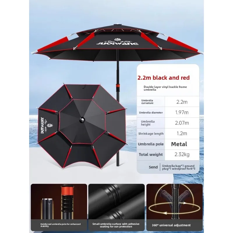 Large Fishing Umbrella Walking Stick Canopy with Thick Sun Rain Protection Pivoting Outdoor Camping Sun Shelter No Base