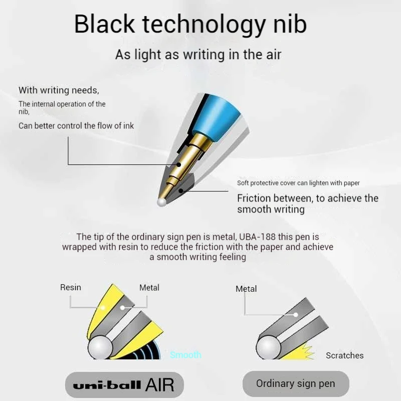أقلام جل Uni Ball AIR Black Tech 0.5 رال ملفوفة بنك الاستثمار القومي سعة كبيرة قلم الماء السائل المستقيم لوازم كتابة الرسم البسيط