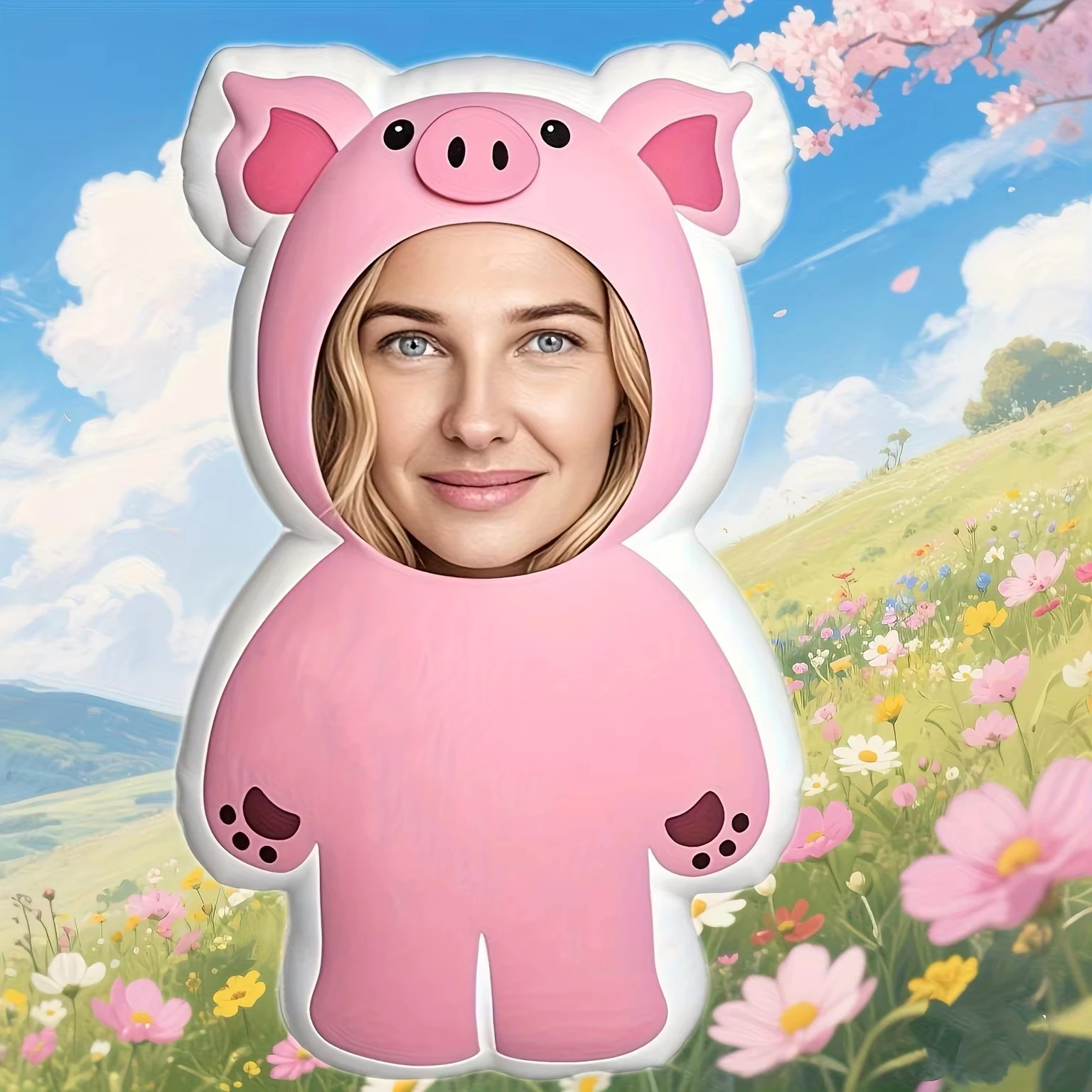 Customized Pink Pig Animal Photo Pillow Personalized Face Print Cute Plush Doll Girl Souvenir Home Decor Stuffed Cushion