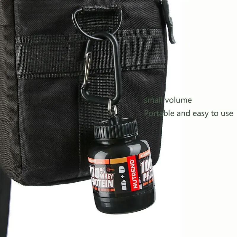 Portable Protein Powder Bottle Medicine Powder Bottle Carabiner Bucket Powder Box Mini Portable Keychain One Cup