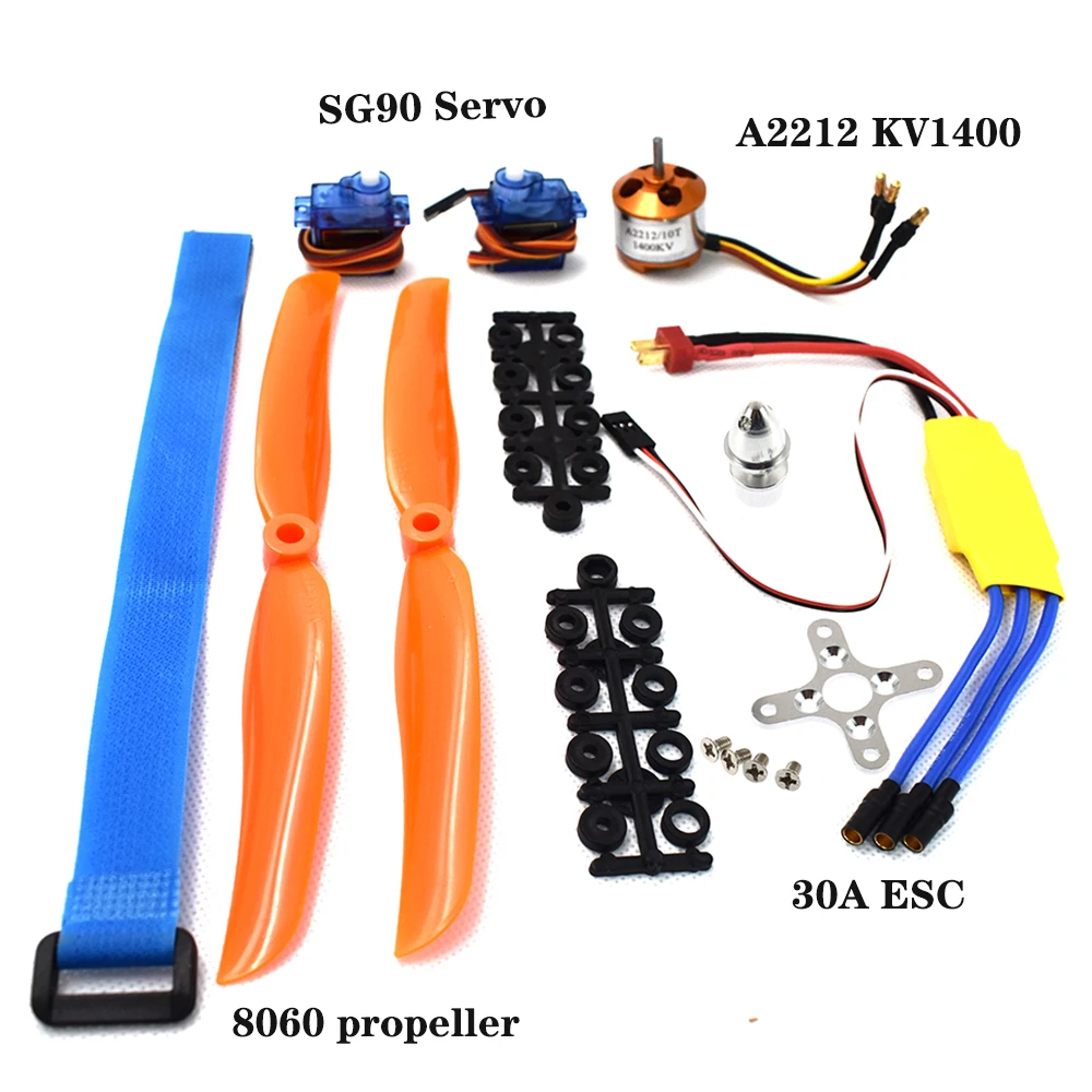 Motor sin escobillas XXD A2212 2212 1400KV 30A ESC Motor SG90 9G Micro Servo 8060 juego de hélices para avión de ala fija RC