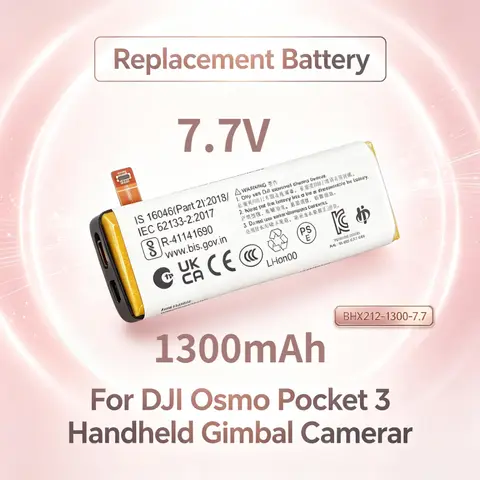 1300mAh 7.7V Replacement Battery BHX212‑1300‑7.7 for DJI Osmo Pocket 3 Handheld Gimbal Camera Lithium‑ion Spare Battery
