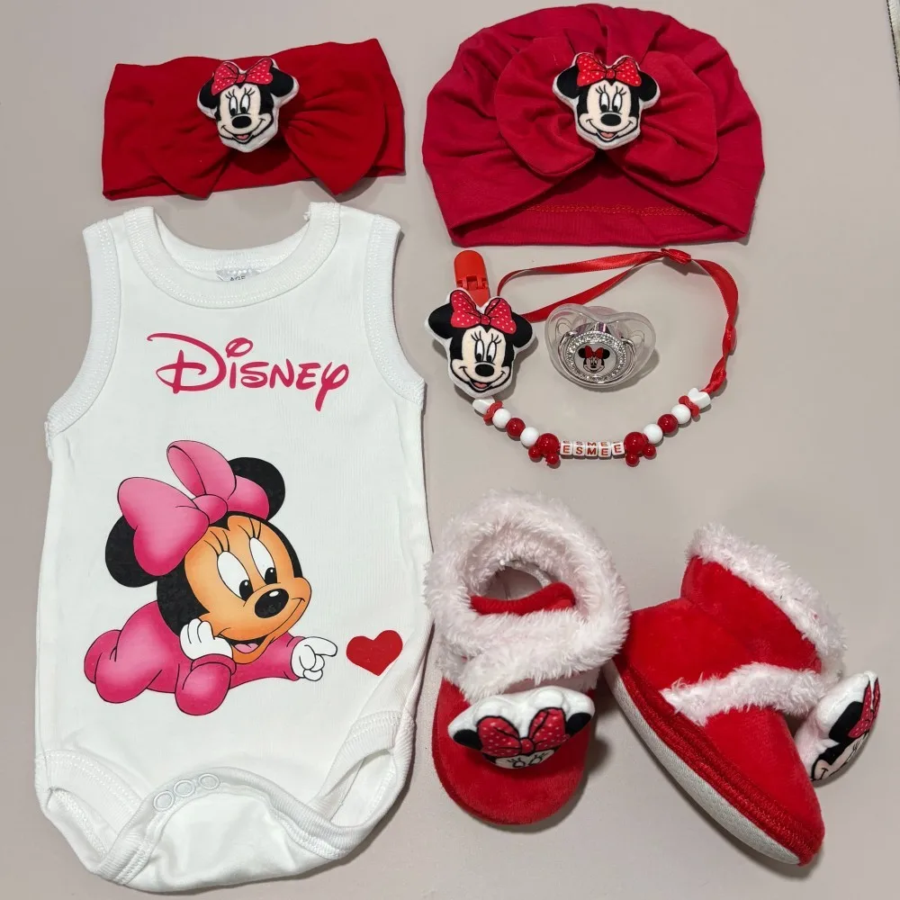 

0-6M baby crawling suit cute pacifier holder baby headband newborn hat baby shoes cute baby gift set