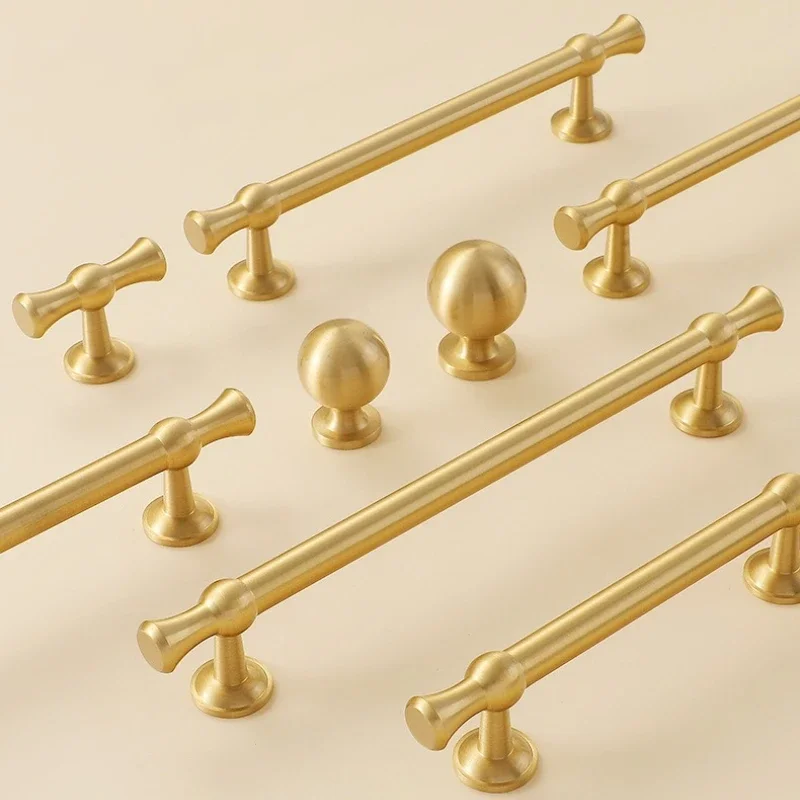Cabinet Long Handle Furniture Bar Pull French Luxury Brass Wardrobe Handle Copper Nordic Drawer Knob Bedroom Kitchen Door Handle