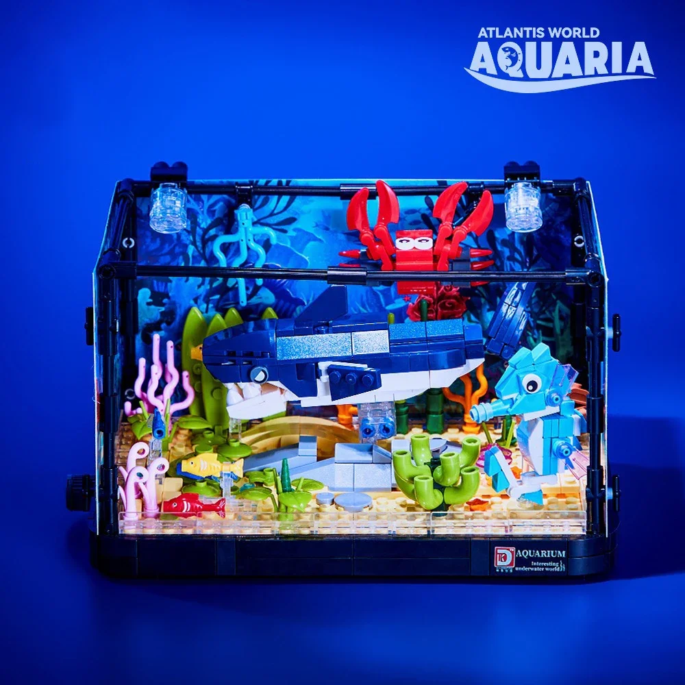 Ideas Series Aquarium Marine Animals Building Blocks Creative Expert Crab And Shark Model Bricks Toys For Children Gift MOC