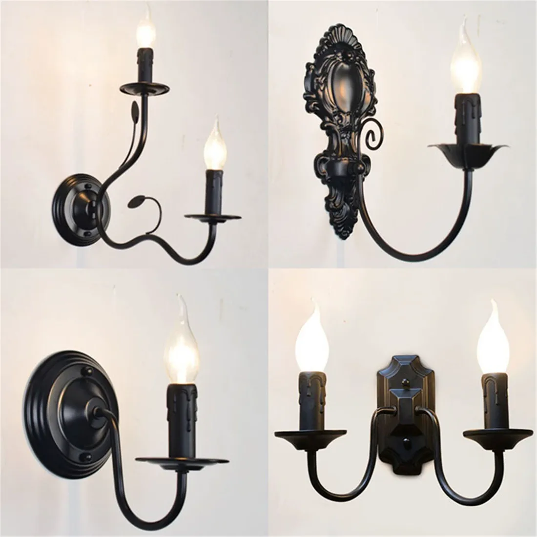 

Black Industrial Wall Candle Sconces,Retro Simple Wall Lamp Home Decor Candle Holder for Bedroom, Dining Room, Living Room